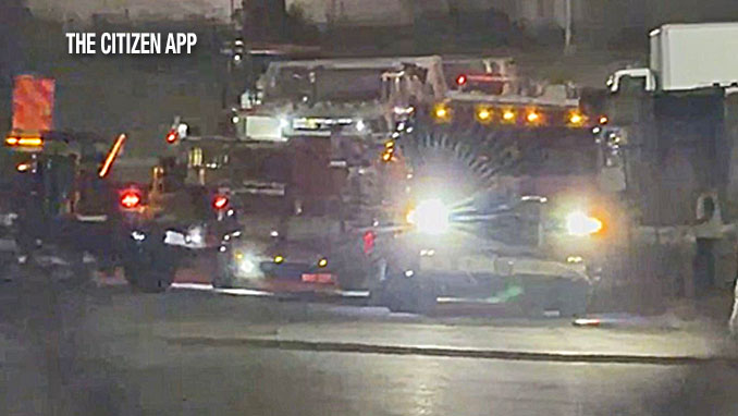 LAFD Tower Ladder truck at the helicopter crash site (SOURCE: The CITIZEN APP).